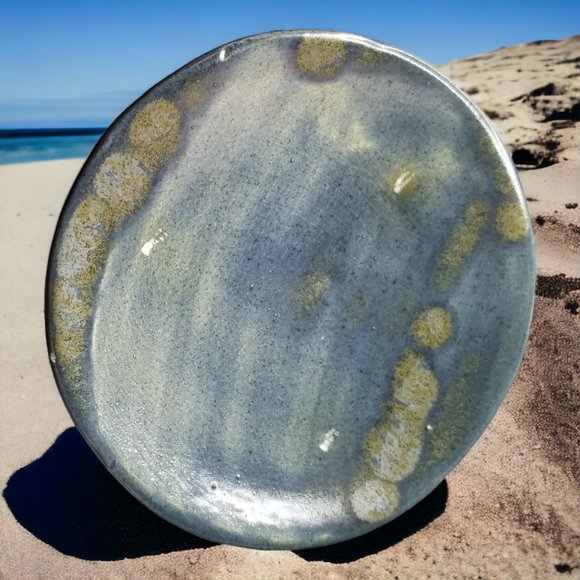 Doug Wylie Whale Tail Set-2 Wine/Water Handmade Goblet Blue/Grey Drip Pottery - Picture 5 of 15